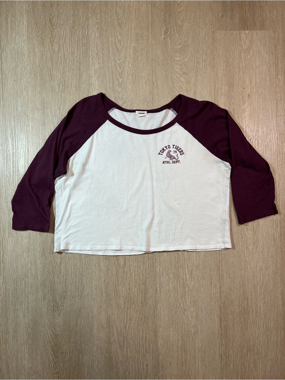 Y2K Garage Tokyo Tigers Athletic Department Crop Top Three Quarter Sleeve
